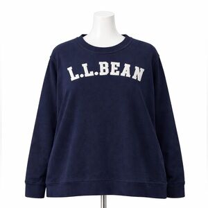 L.L.Bean Navy Crewneck Sweatshirt 3X Logo Graphic Pullover Casual Cozy